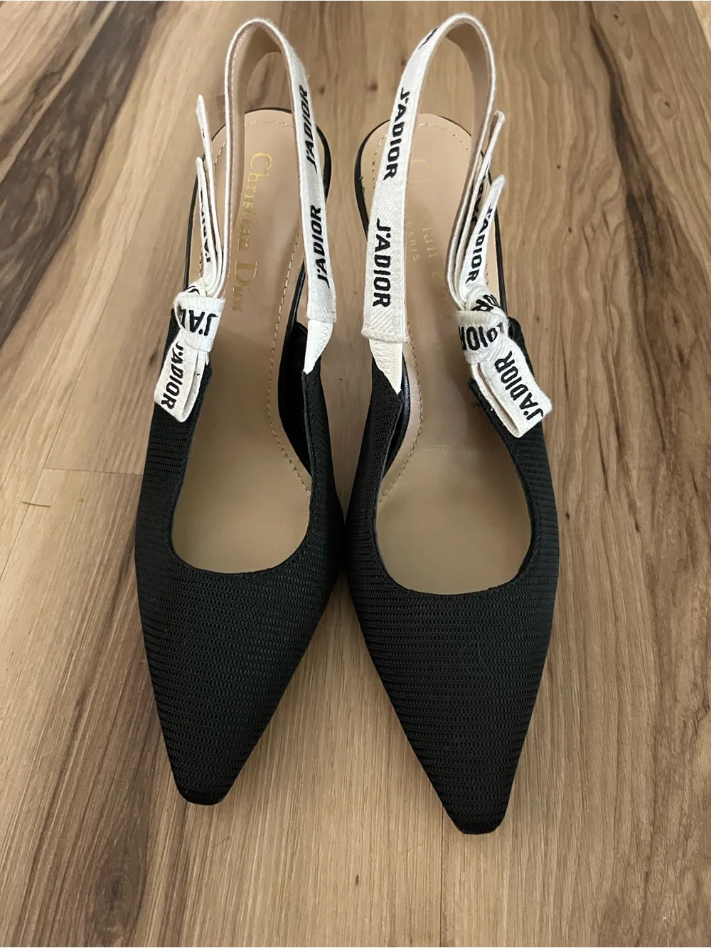 Christian Dior J’Adior Slingback Heels Black EU 39 US 9 Pointed Toe Iconic Style